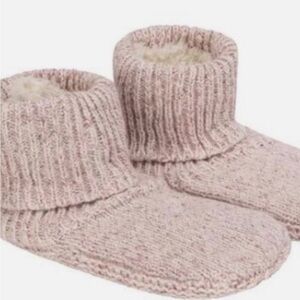 Lemon Pink Marled Knit Slipper Socks